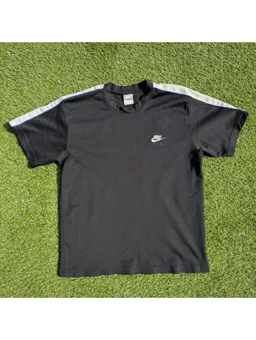 Vintage Nike Air Tee Black Mens L - Y2K Embroidered Logo Panel T-Shirt Swoosh